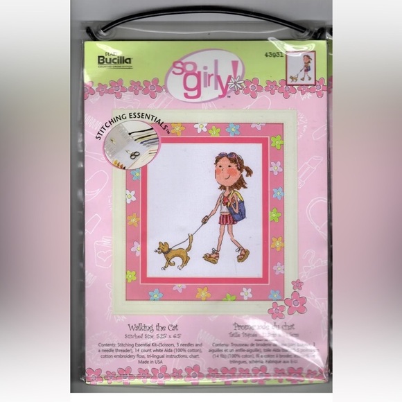 Plaid Bucilla Vintage 2006 So Girly Counted Cross Stitch Essentials Kit 43931 - Picture 2 of 9